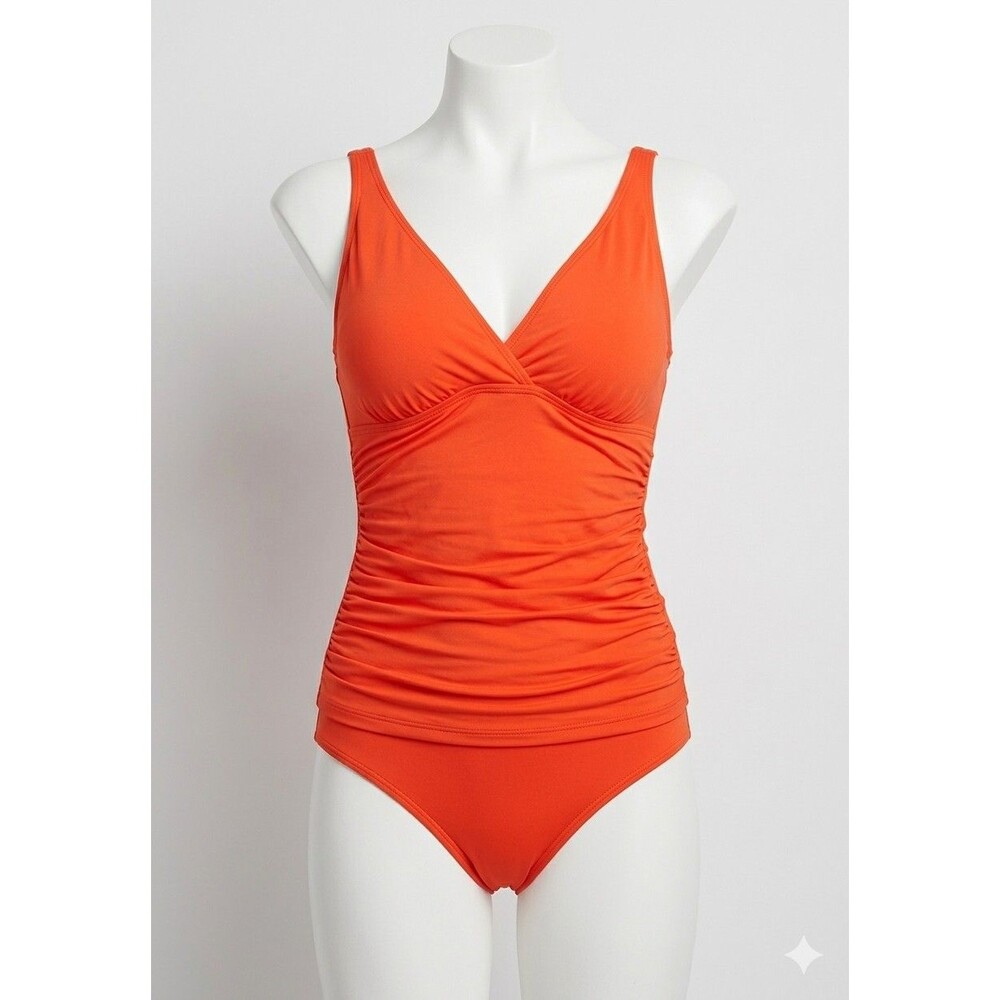 NEW JANTZEN Red One Piece SURPLICE Slimming SWIMSUIT Womens Size 8